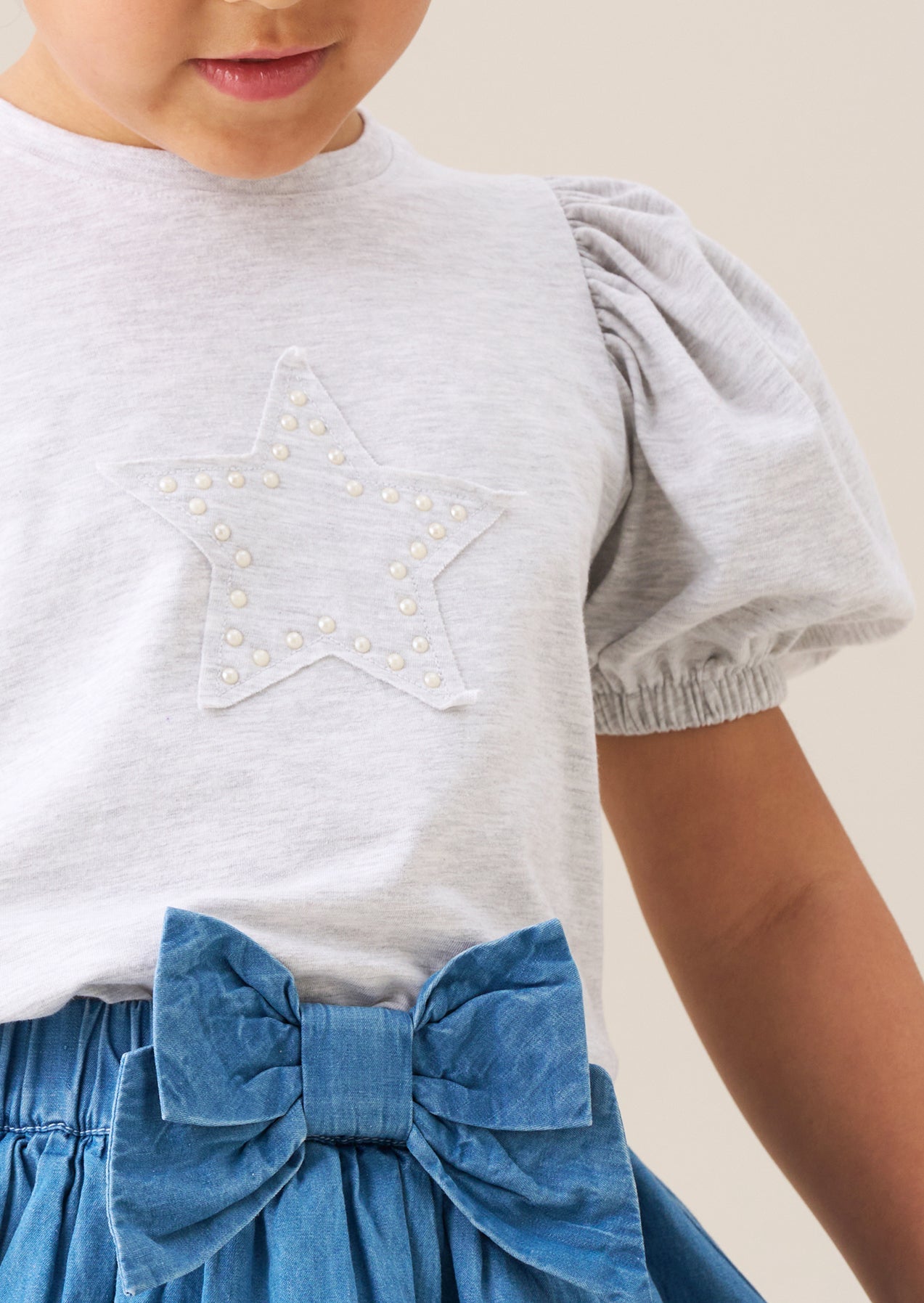 Agatha Grey Star Puff Sleeve Tee