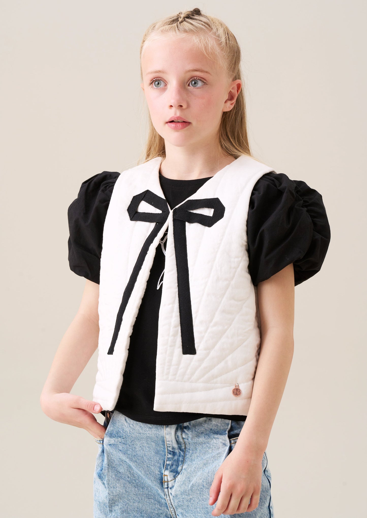 Mari Ivory Sunray Quilted Gilet