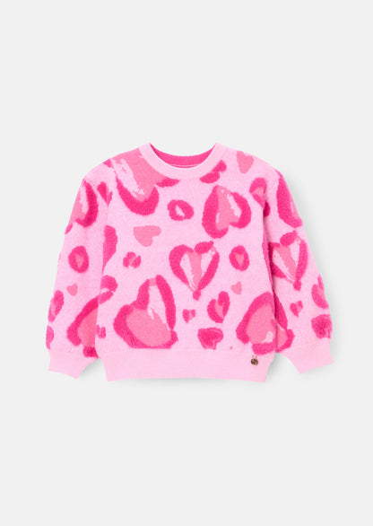 Reya Leopard Heart Eyelash Jumper