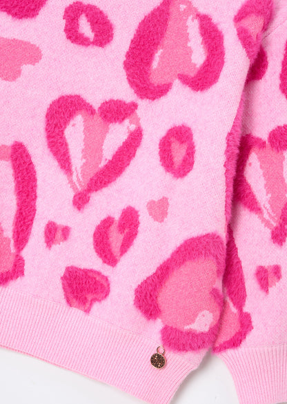 Reya Leopard Heart Eyelash Jumper
