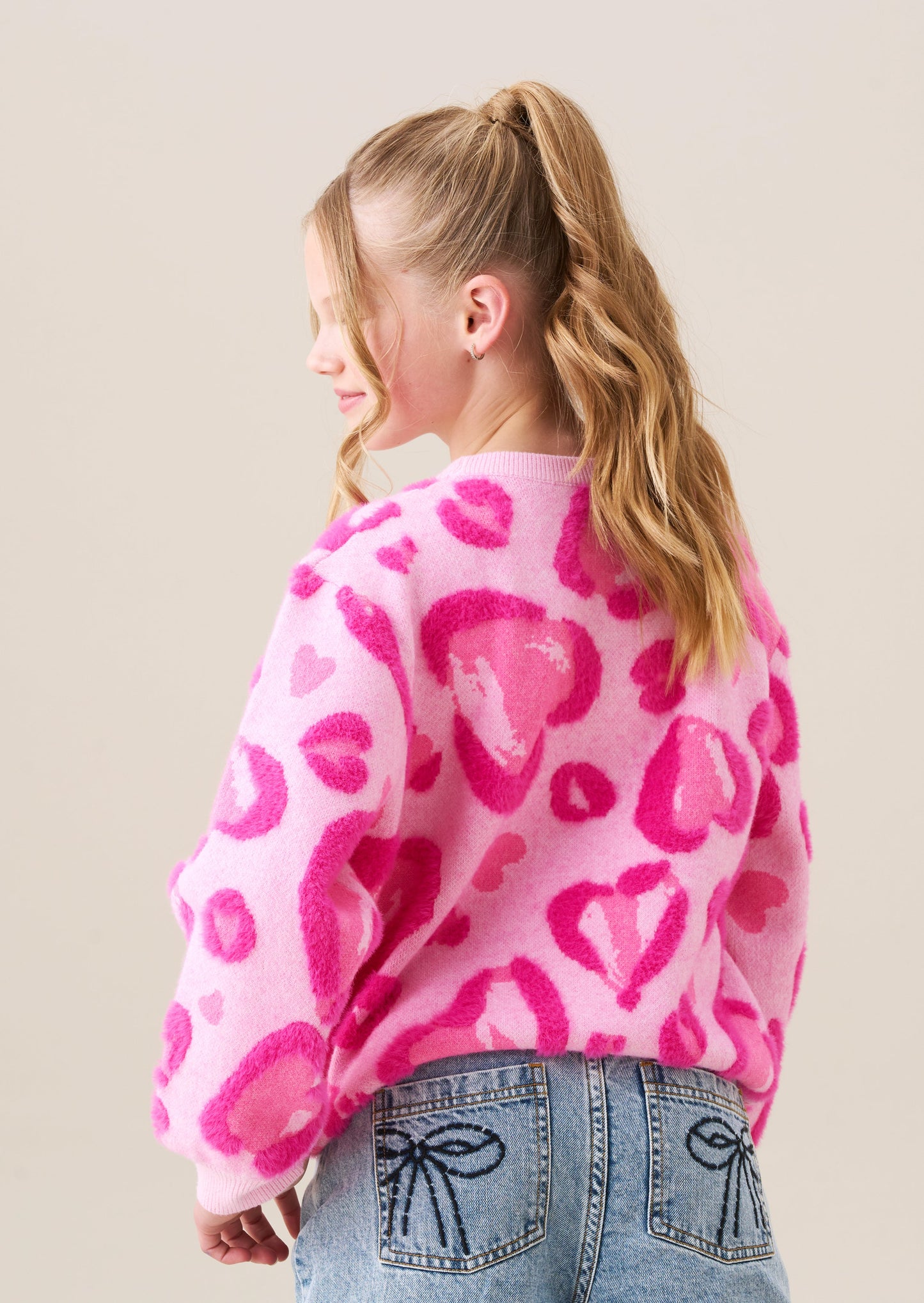 Reya Leopard Heart Eyelash Jumper