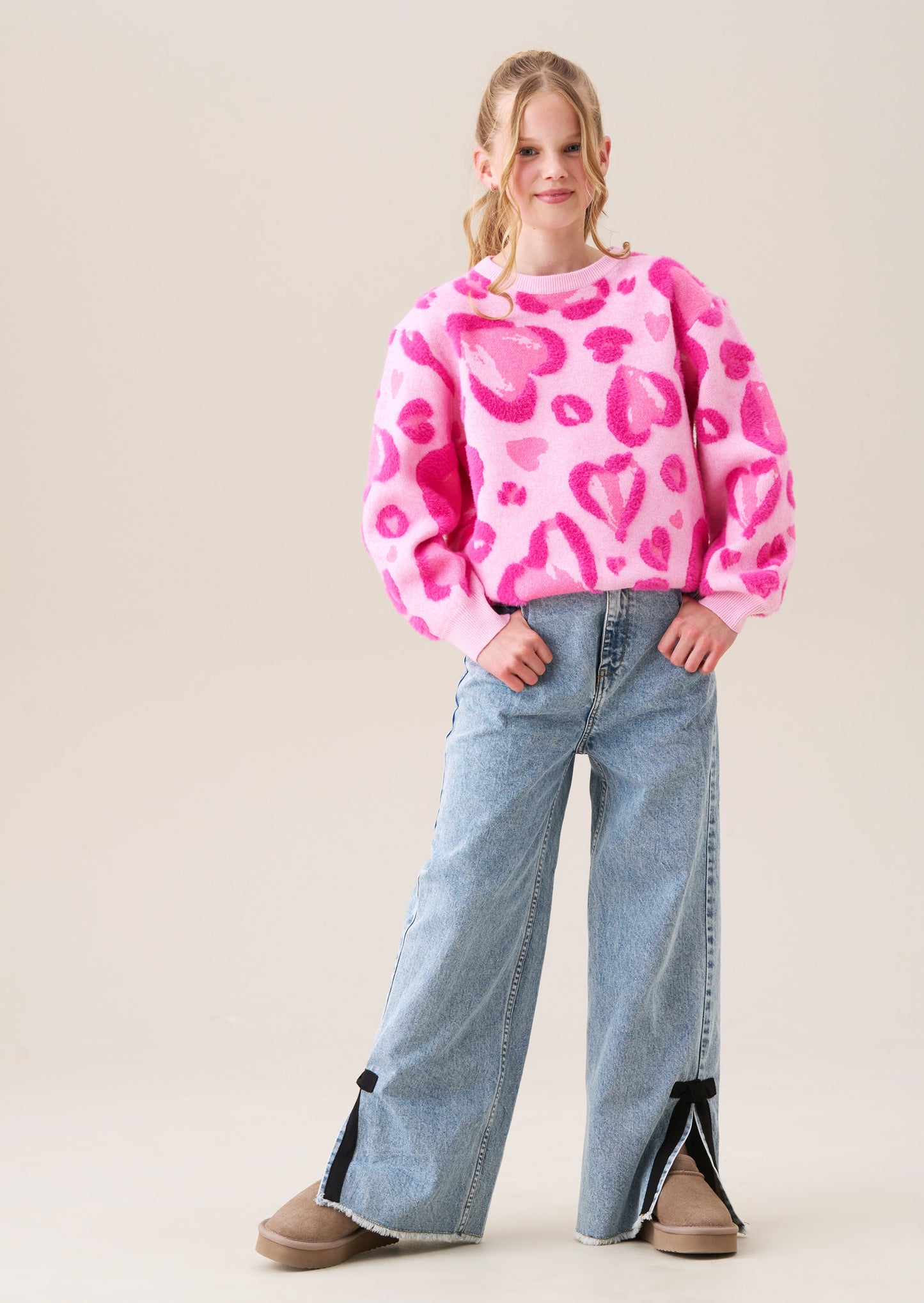 Reya Leopard Heart Eyelash Jumper