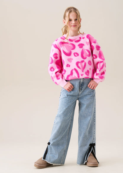 Reya Leopard Heart Eyelash Jumper