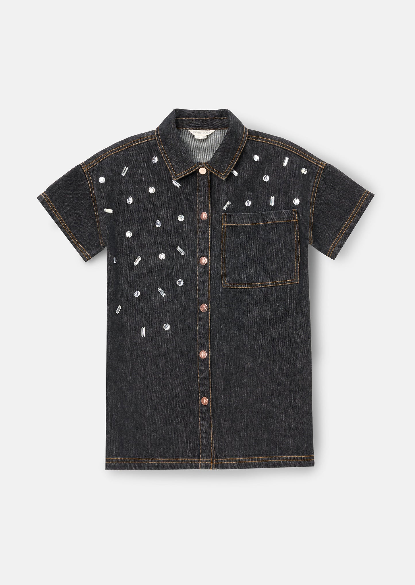 Zeta Gem Embellished Denim Dress