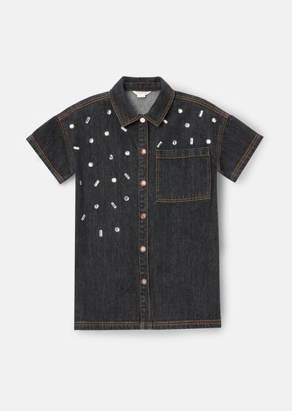 Zeta Gem Embellished Denim Dress