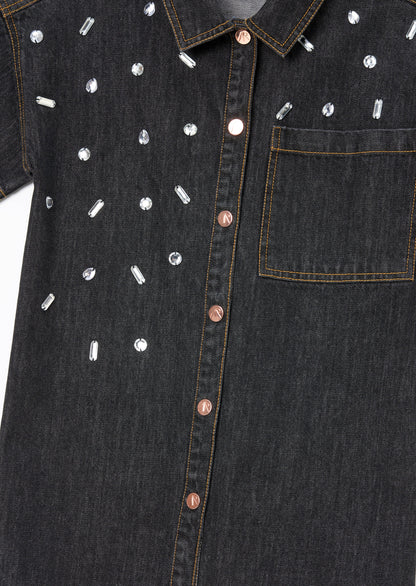 Zeta Gem Embellished Denim Dress