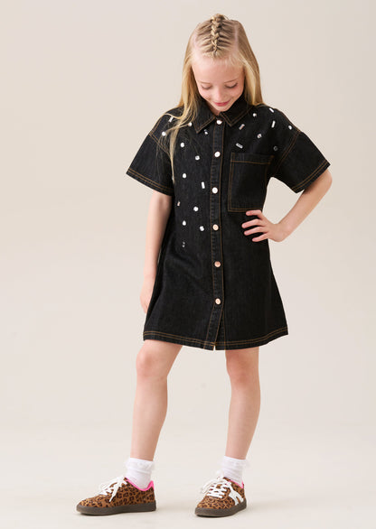 Zeta Gem Embellished Denim Dress