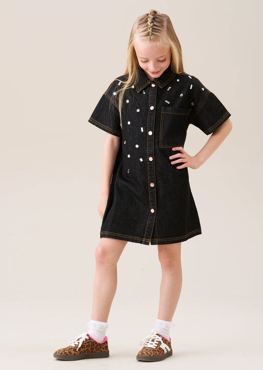 Zeta Gem Embellished Denim Dress