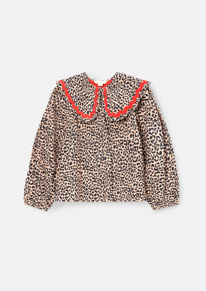 Elle Leopard Frill Collar Blouse