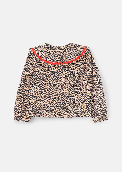 Elle Leopard Frill Collar Blouse