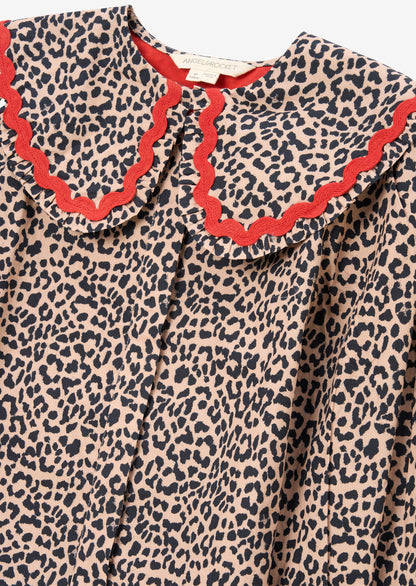 Elle Leopard Frill Collar Blouse