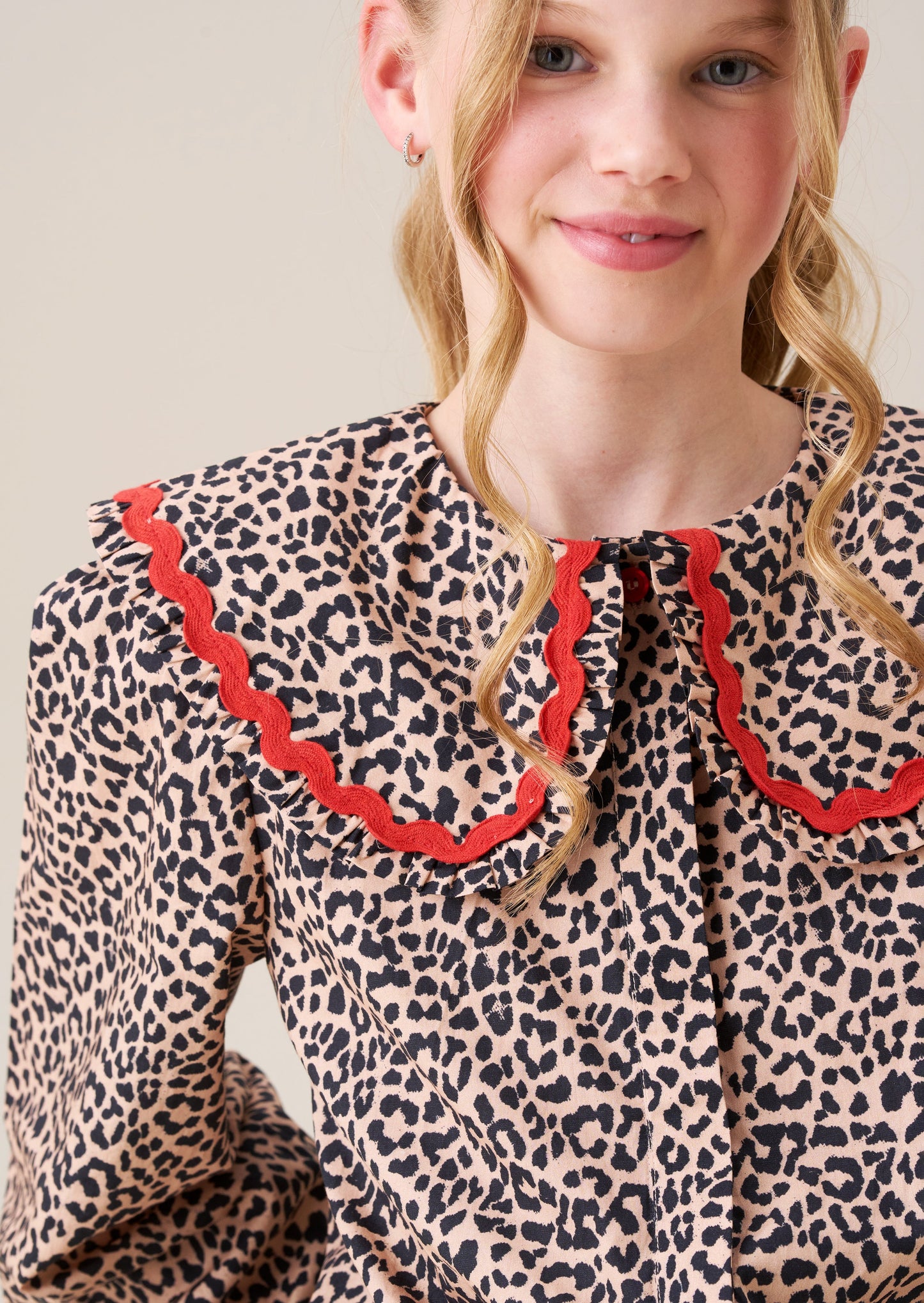 Elle Leopard Frill Collar Blouse