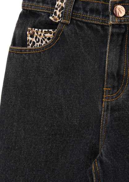 Piper Leopard Star Applique Wide Leg Jean