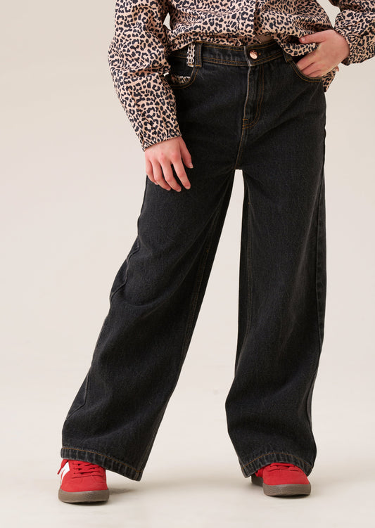 Piper Leopard Star Applique Wide Leg Jean