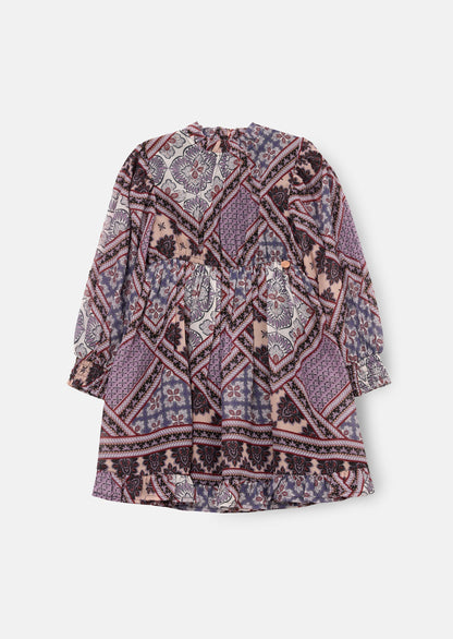 Adrienne Balloon Sleeve Boho Print Dress