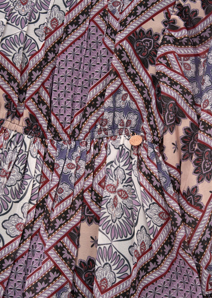 Adrienne Balloon Sleeve Boho Print Dress