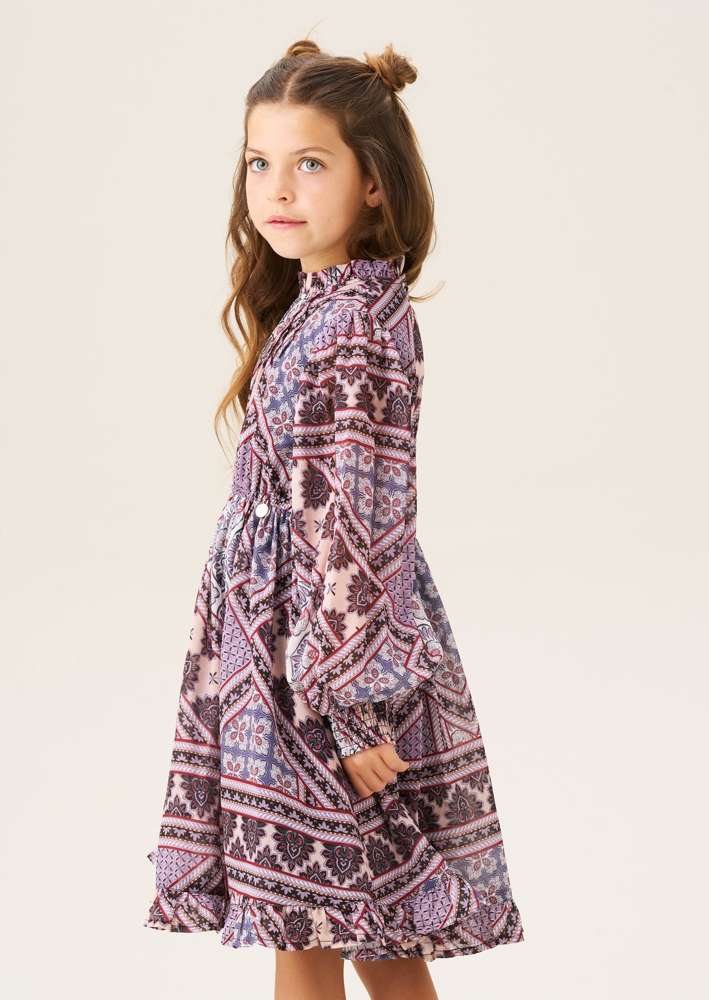 Adrienne Balloon Sleeve Boho Print Dress