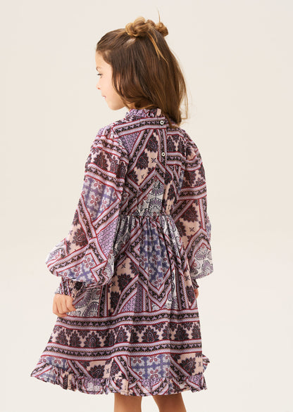 Adrienne Balloon Sleeve Boho Print Dress
