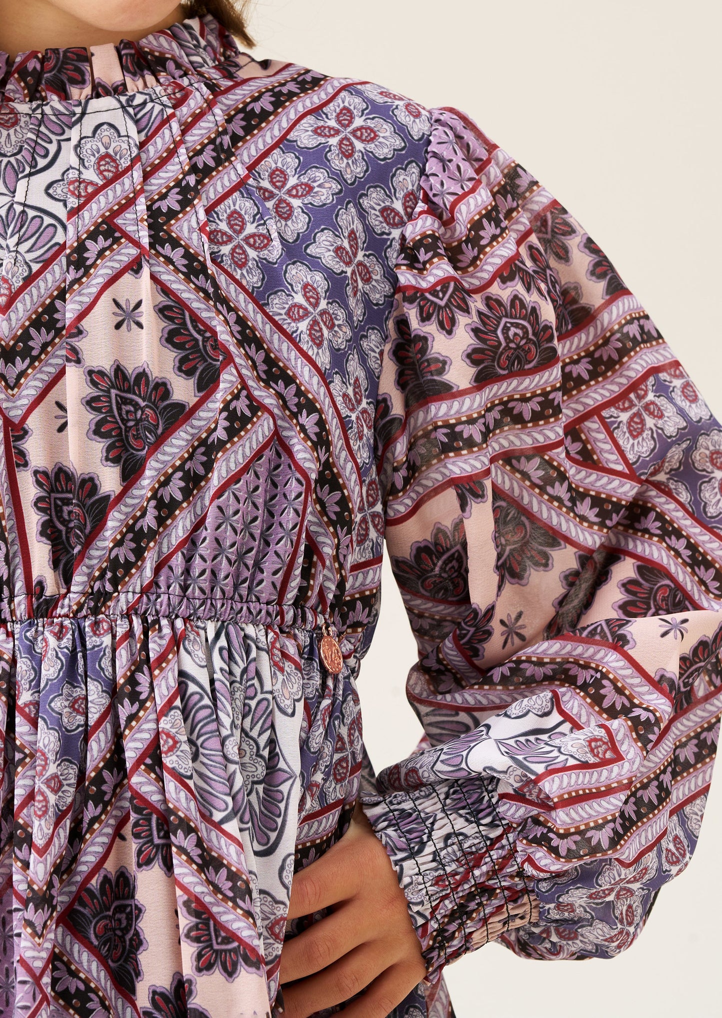 Adrienne Balloon Sleeve Boho Print Dress