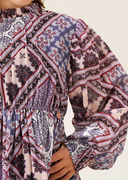 Adrienne Balloon Sleeve Boho Print Dress