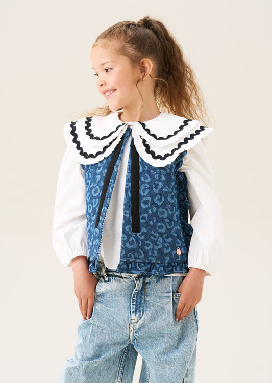 Petra Leopard Denim Gilet