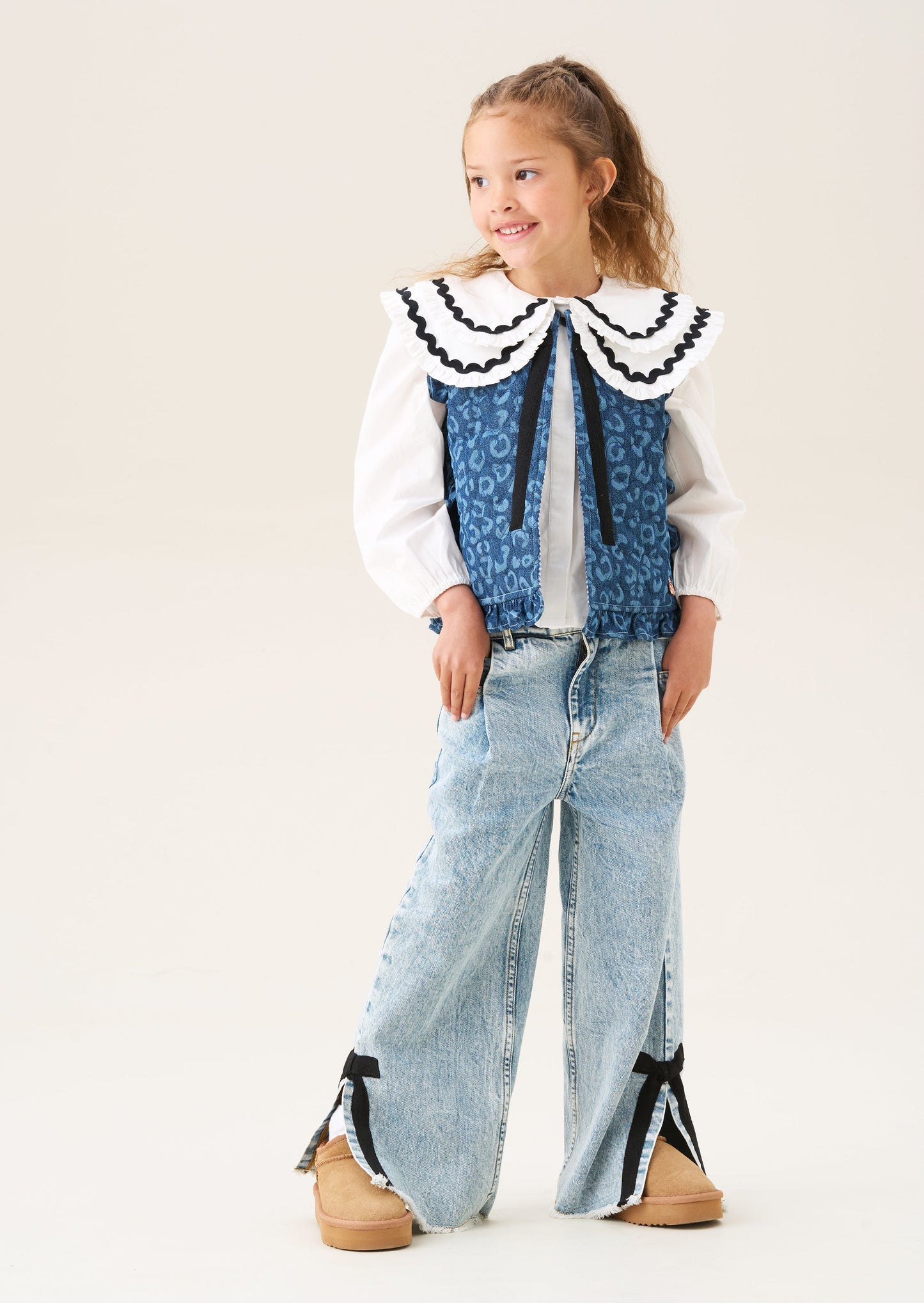 Petra Leopard Denim Gilet