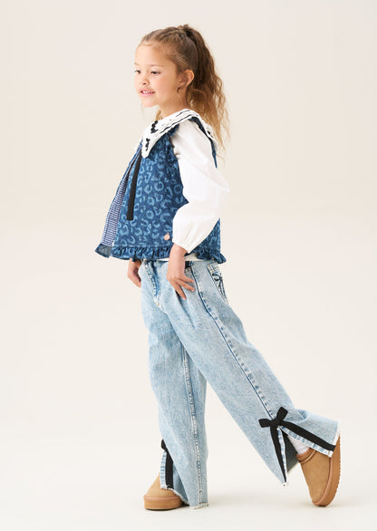 Petra Leopard Denim Gilet