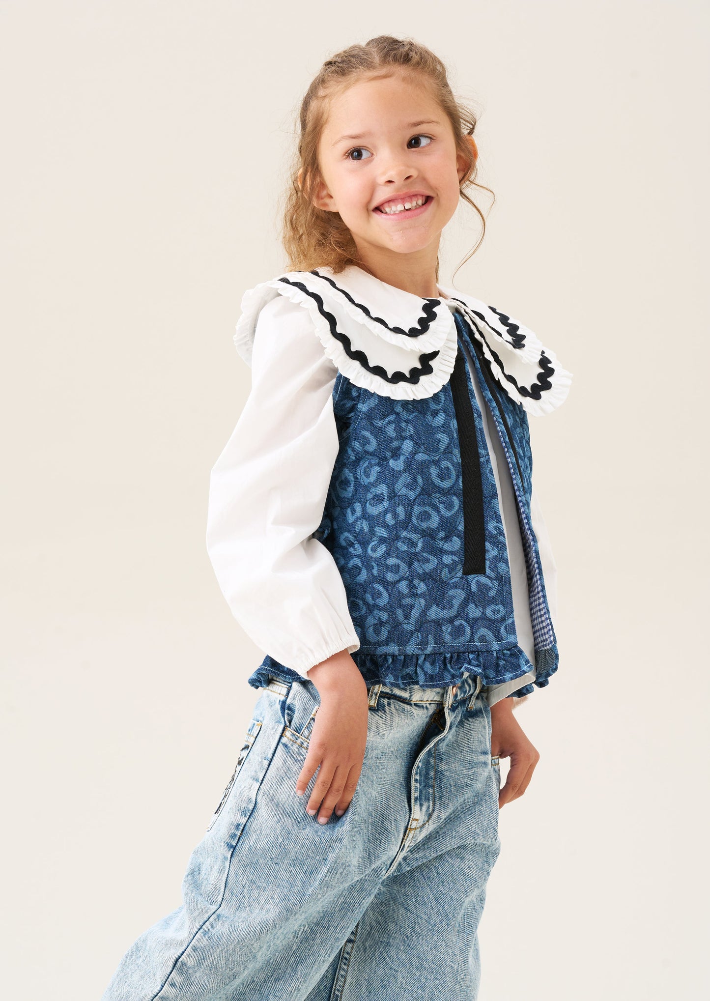 Petra Leopard Denim Gilet