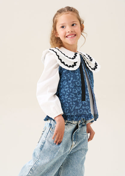 Petra Leopard Denim Gilet