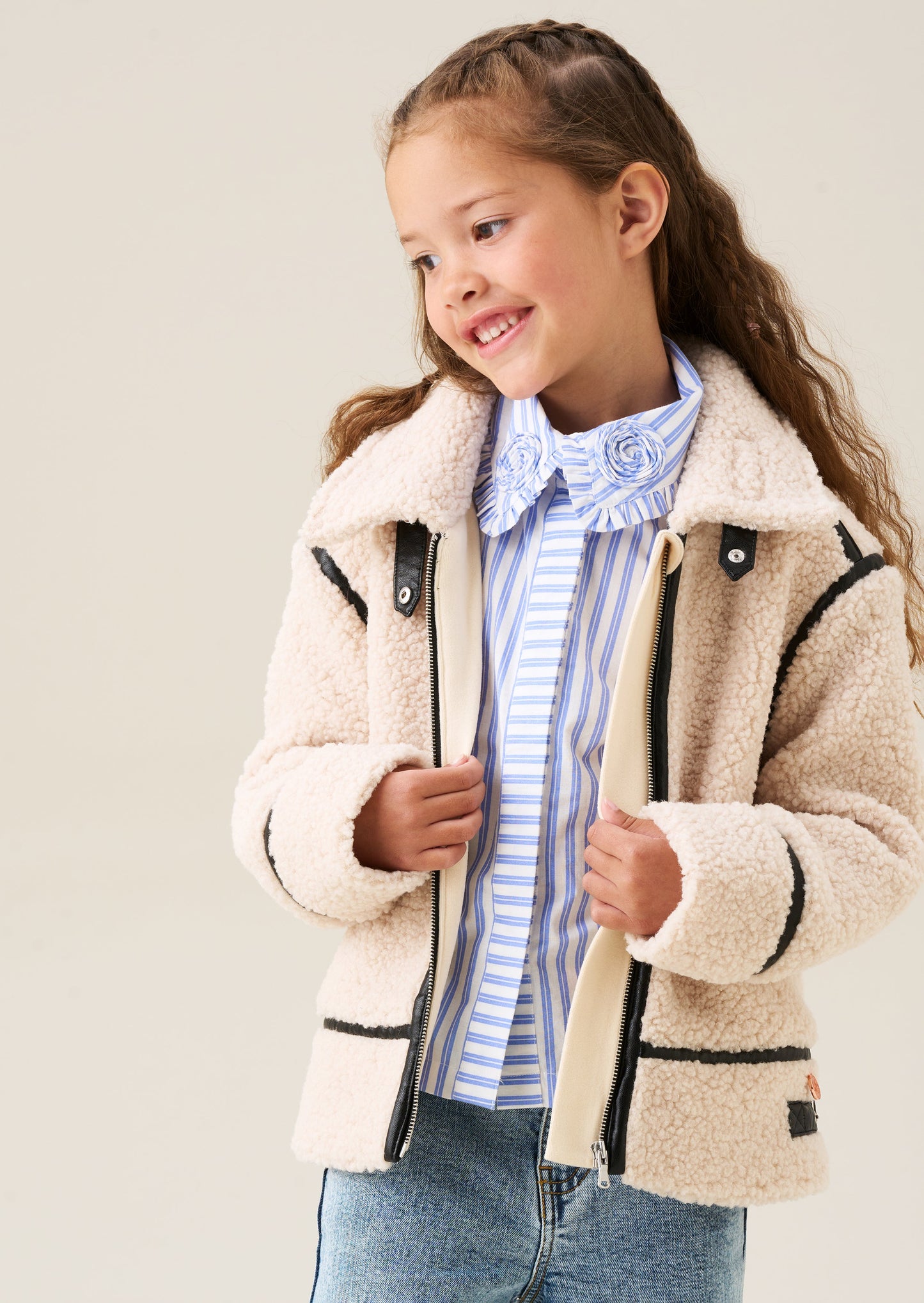 Charlie Sherpa Leather Trim Jacket