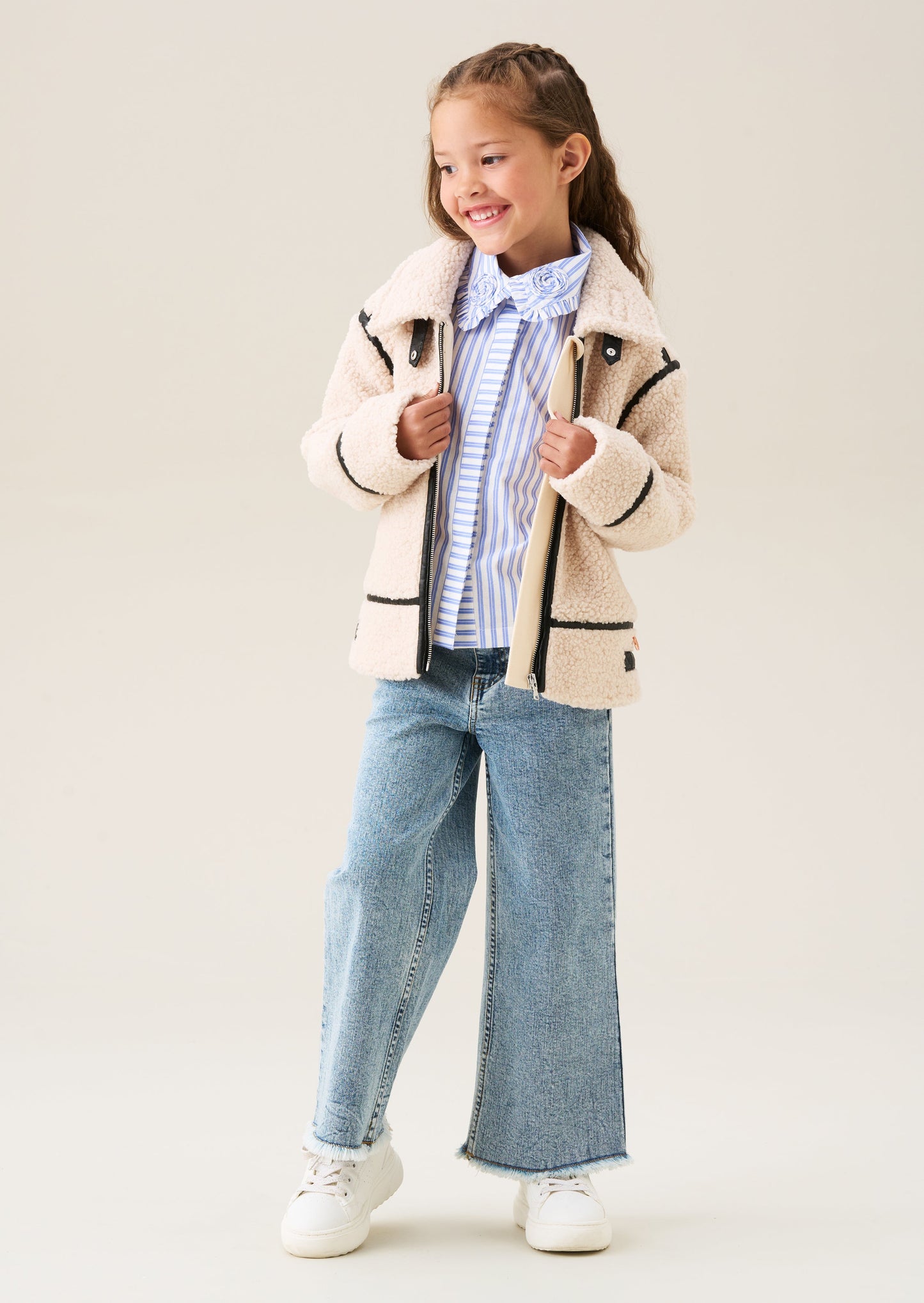 Charlie Sherpa Leather Trim Jacket