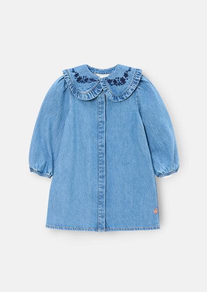 Aria Denim Embroidered Collar Dress