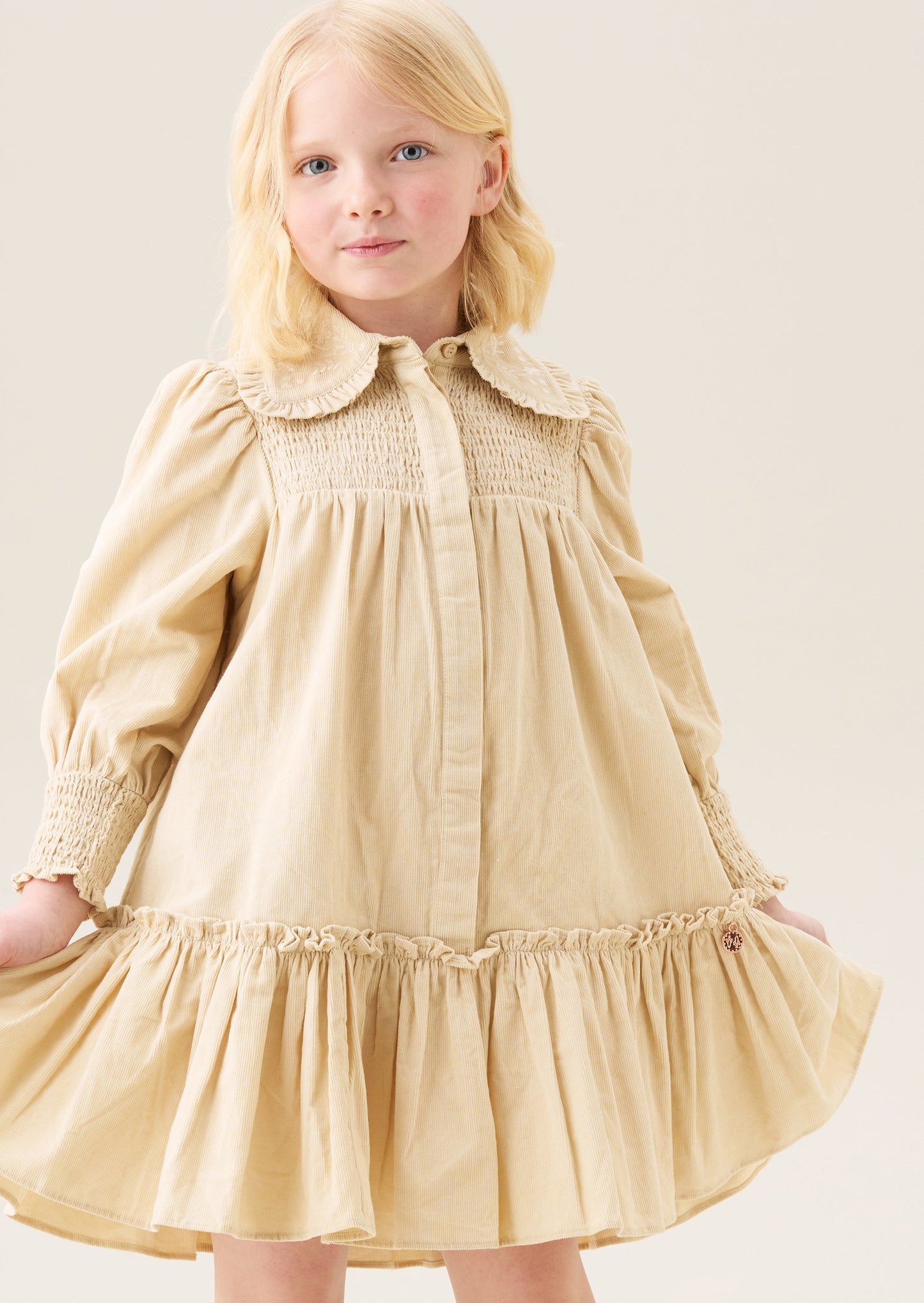 Rafferty Embroidered Collar Cord Dress