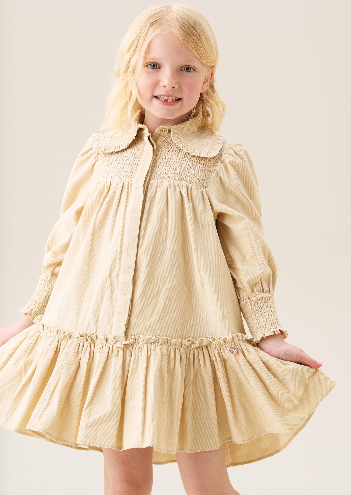 Rafferty Embroidered Collar Cord Dress