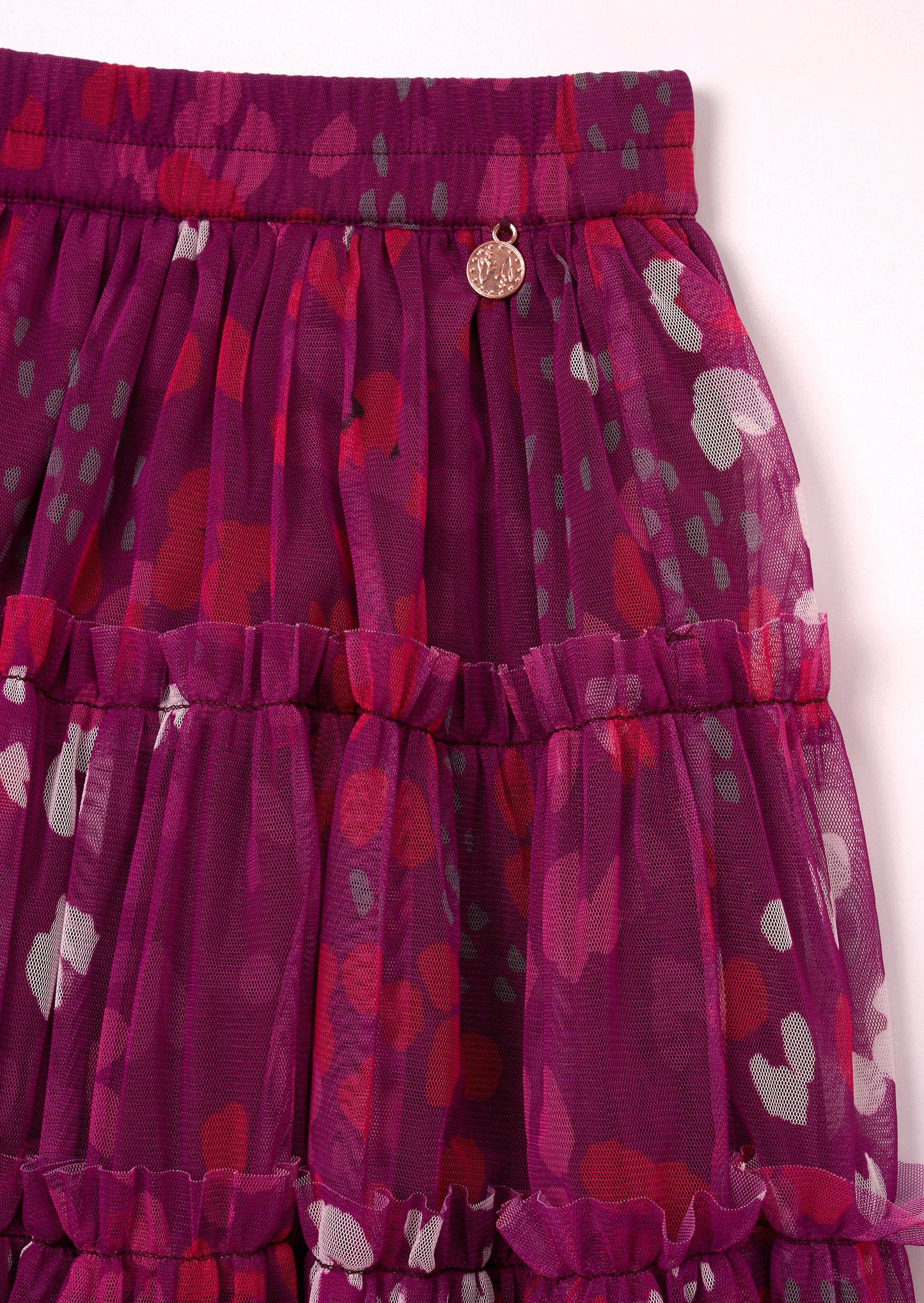 Cara Pink Printed Mesh Midi Skirt