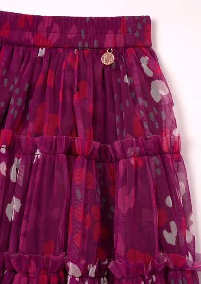 Cara Pink Printed Mesh Midi Skirt