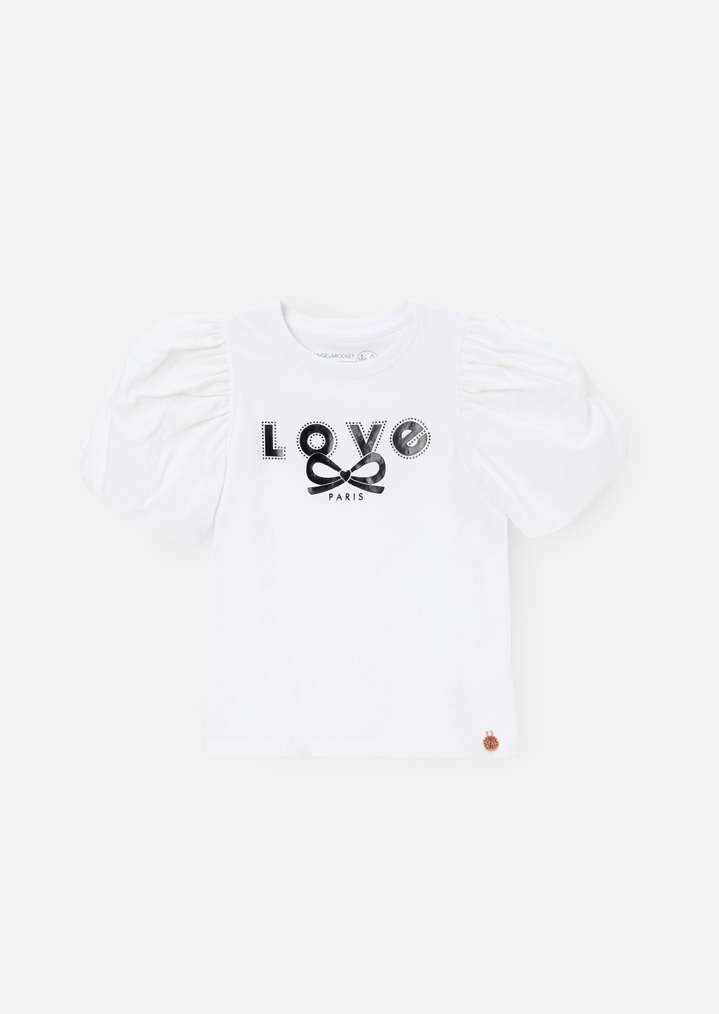 Heidi White Puff Sleeve Embellished Tee