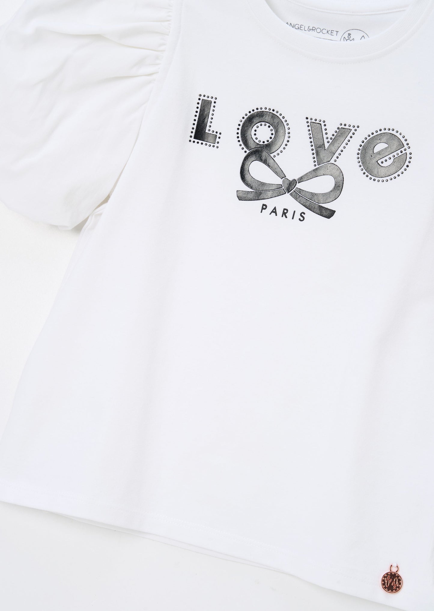 Heidi White Puff Sleeve Embellished Tee