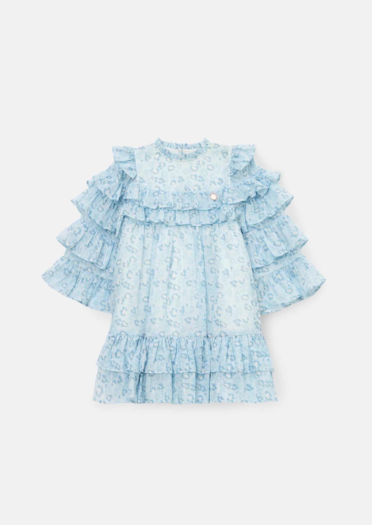 Imogen Blue Leopard Frill Dress