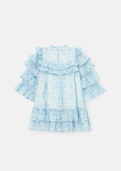 Imogen Blue Leopard Frill Dress