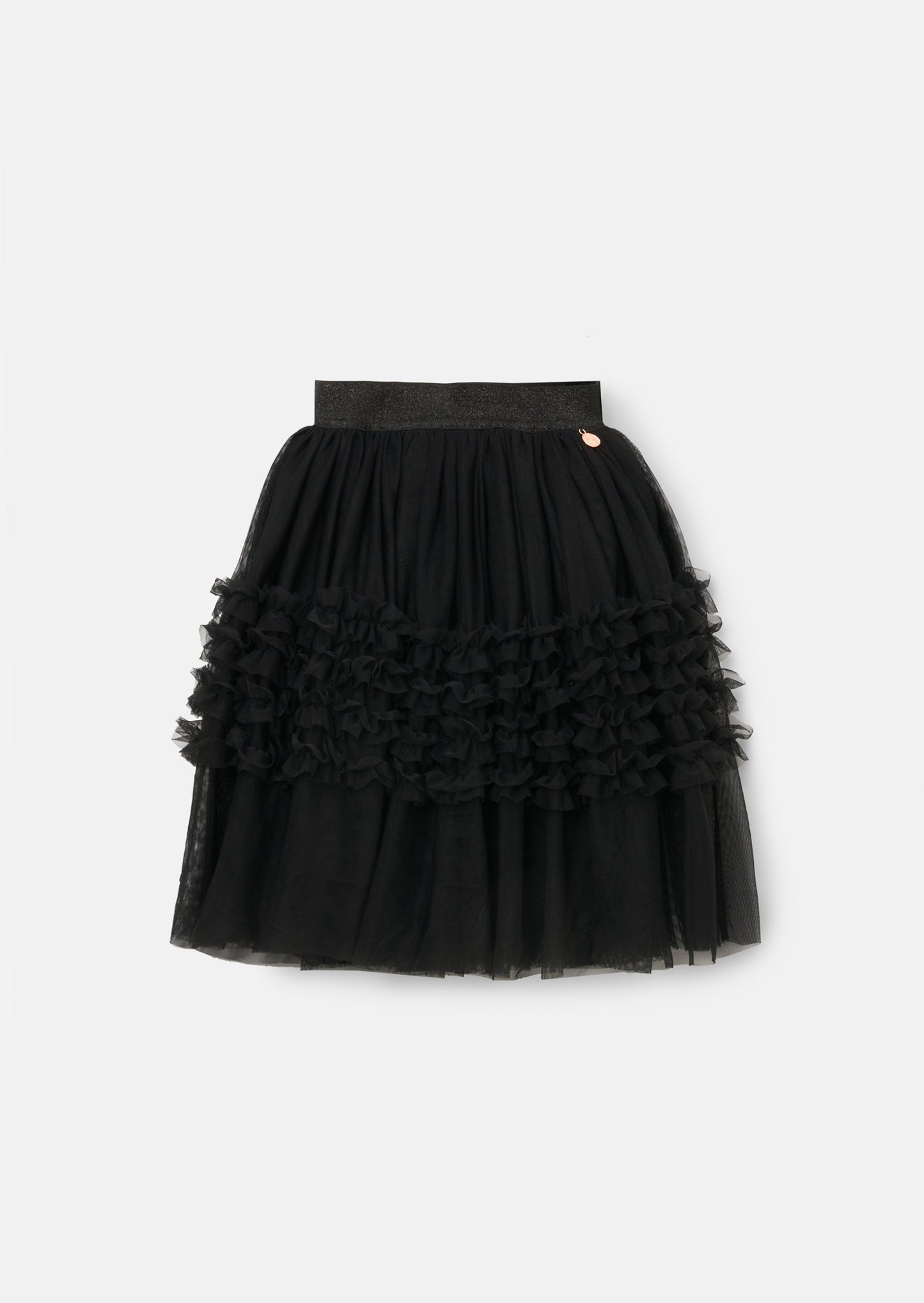 Sallie Black Ruffle Mesh Skirt