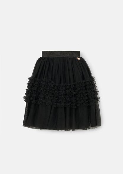 Sallie Black Ruffle Mesh Skirt