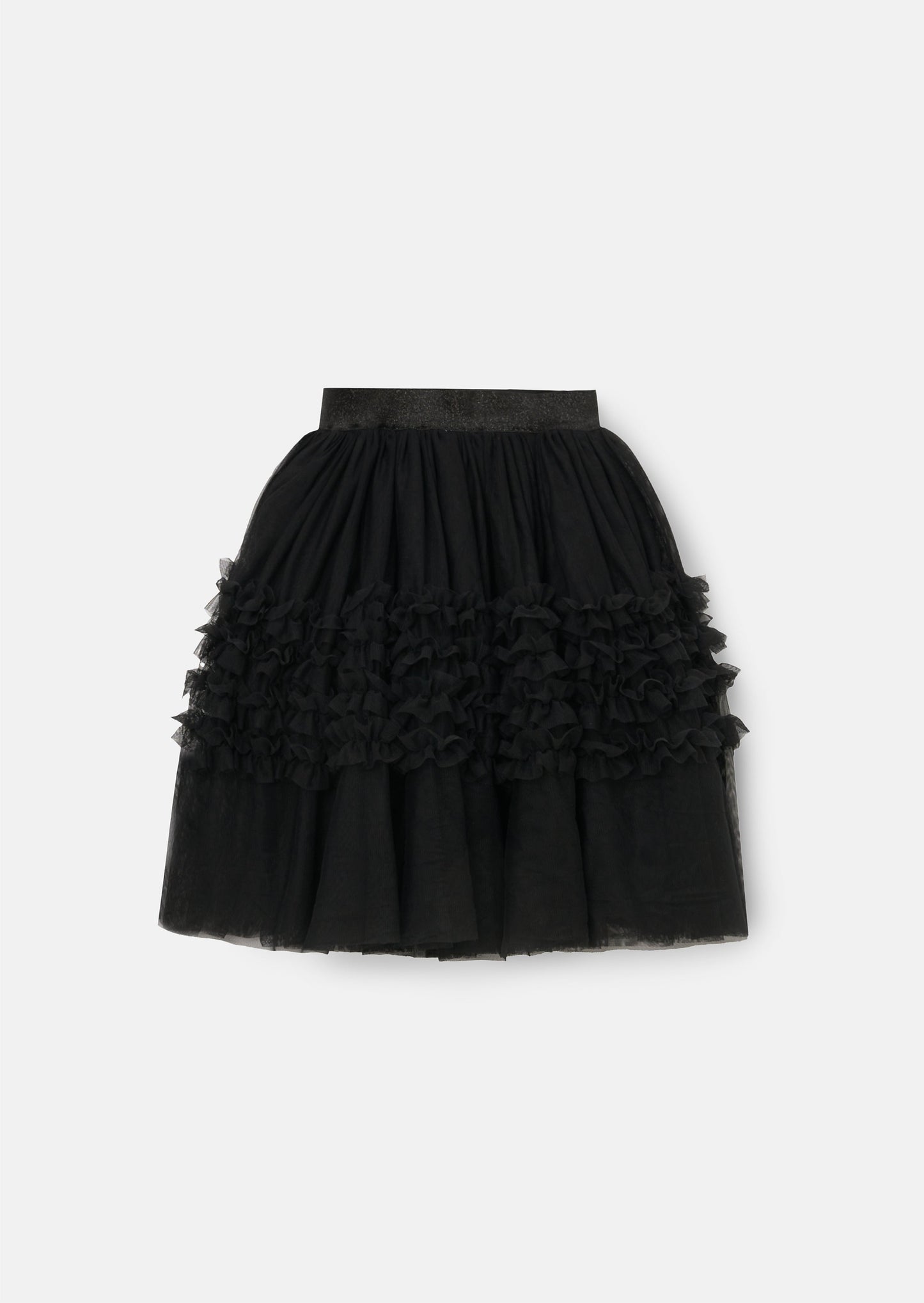 Sallie Black Ruffle Mesh Skirt