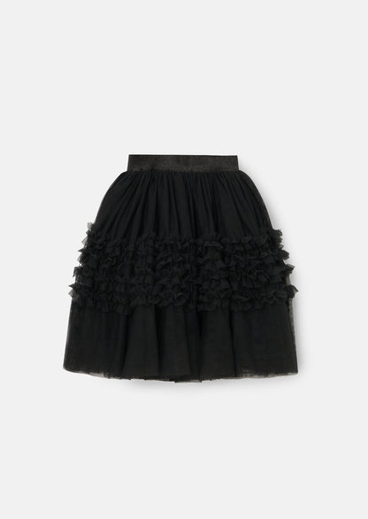 Sallie Black Ruffle Mesh Skirt