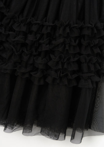 Sallie Black Ruffle Mesh Skirt