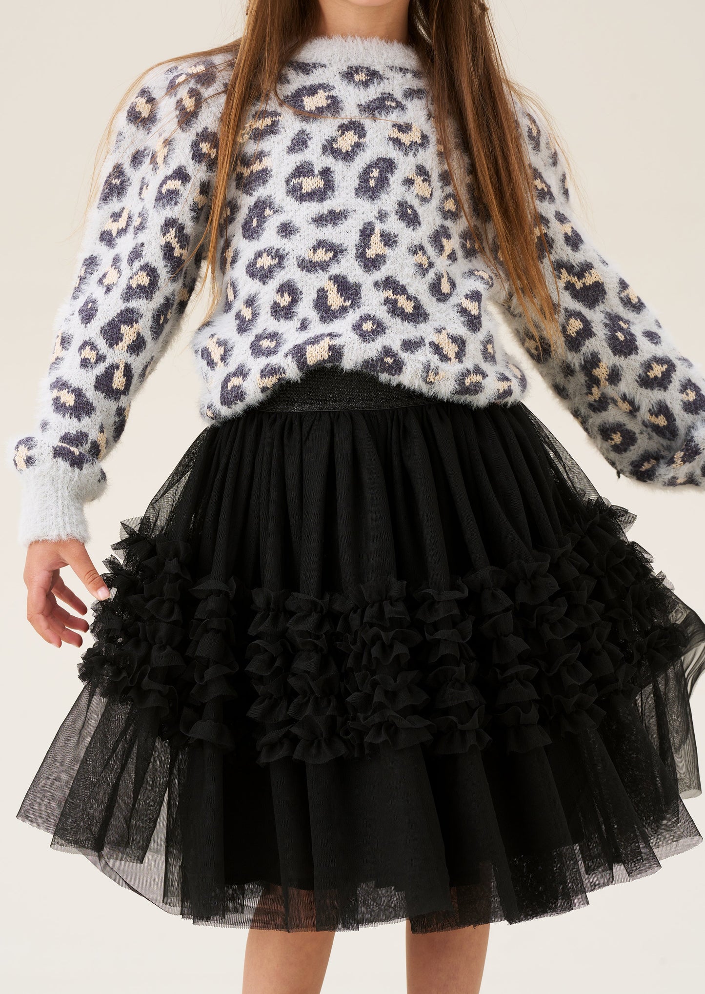 Sallie Black Ruffle Mesh Skirt