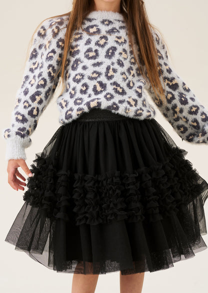 Sallie Black Ruffle Mesh Skirt