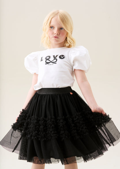 Sallie Black Ruffle Mesh Skirt