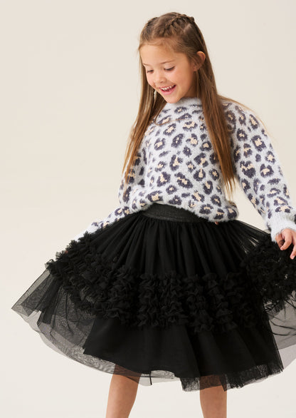 Sallie Black Ruffle Mesh Skirt