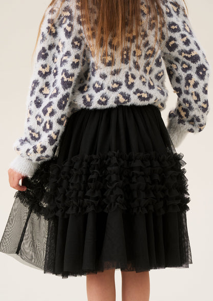Sallie Black Ruffle Mesh Skirt